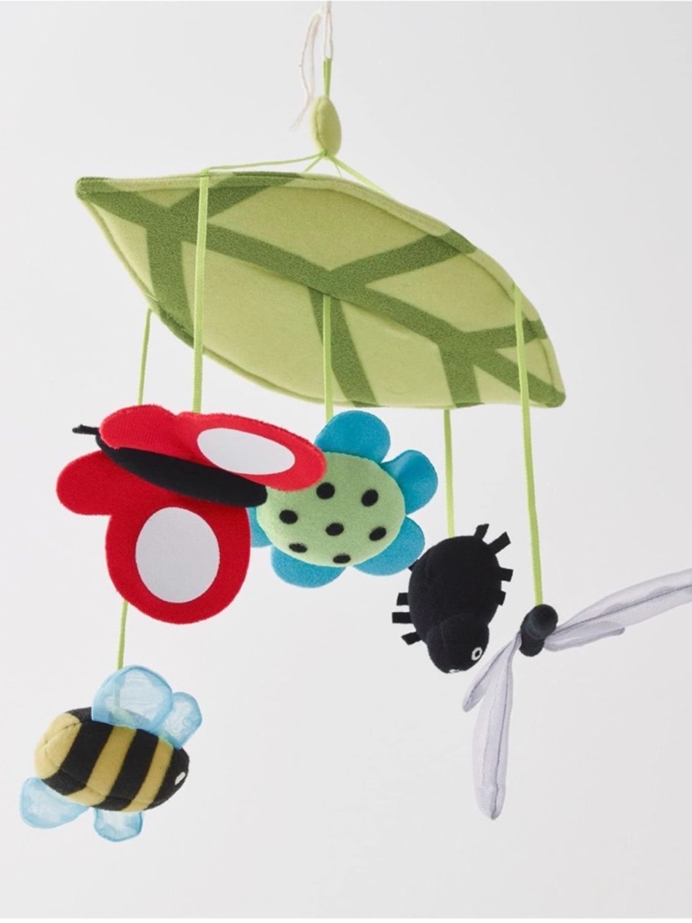 IKEA Leaf Canopy Mobile with Red butterfly, Blue Flower, Black spider,Yellow Bee